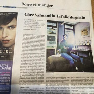 A view of the article that has appeared in Le Temps about Valmandin, the artisan roaster of gourmet coffee in Geneva.