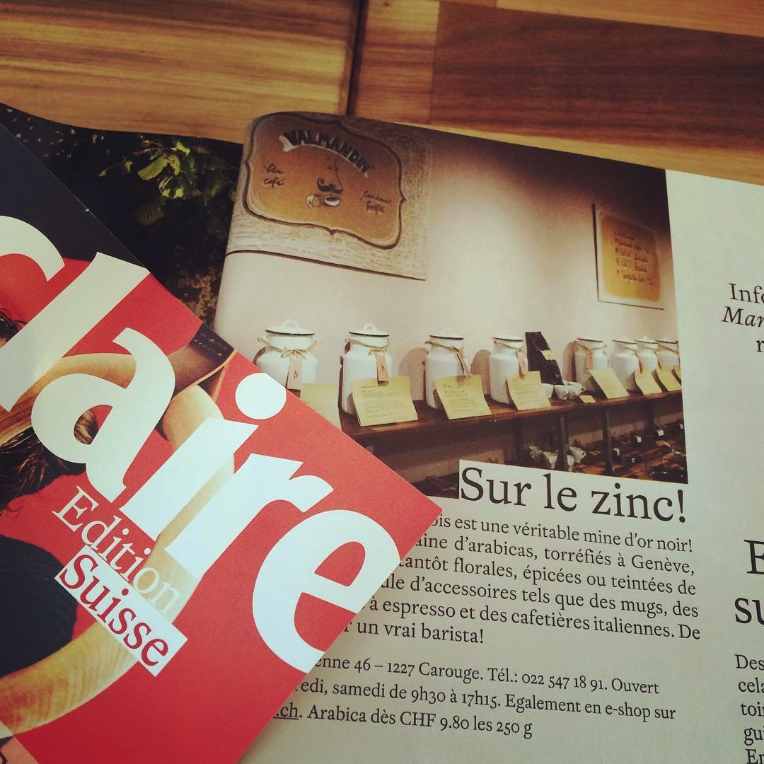An article about Valmandin, the artisan roaster of gourmet coffee in the magazine Marie Claire.