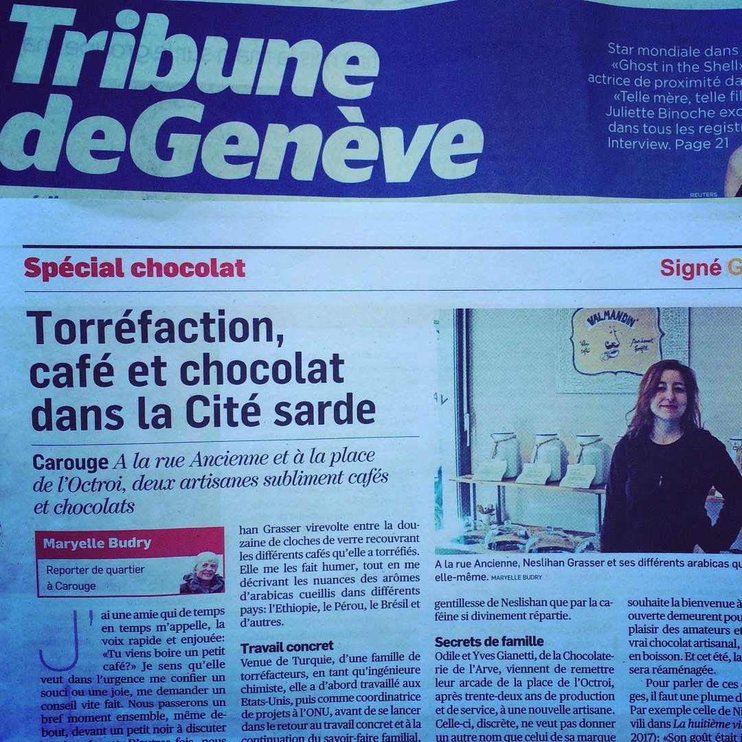 A view of the article about Valmandin in the tribune de Genève.