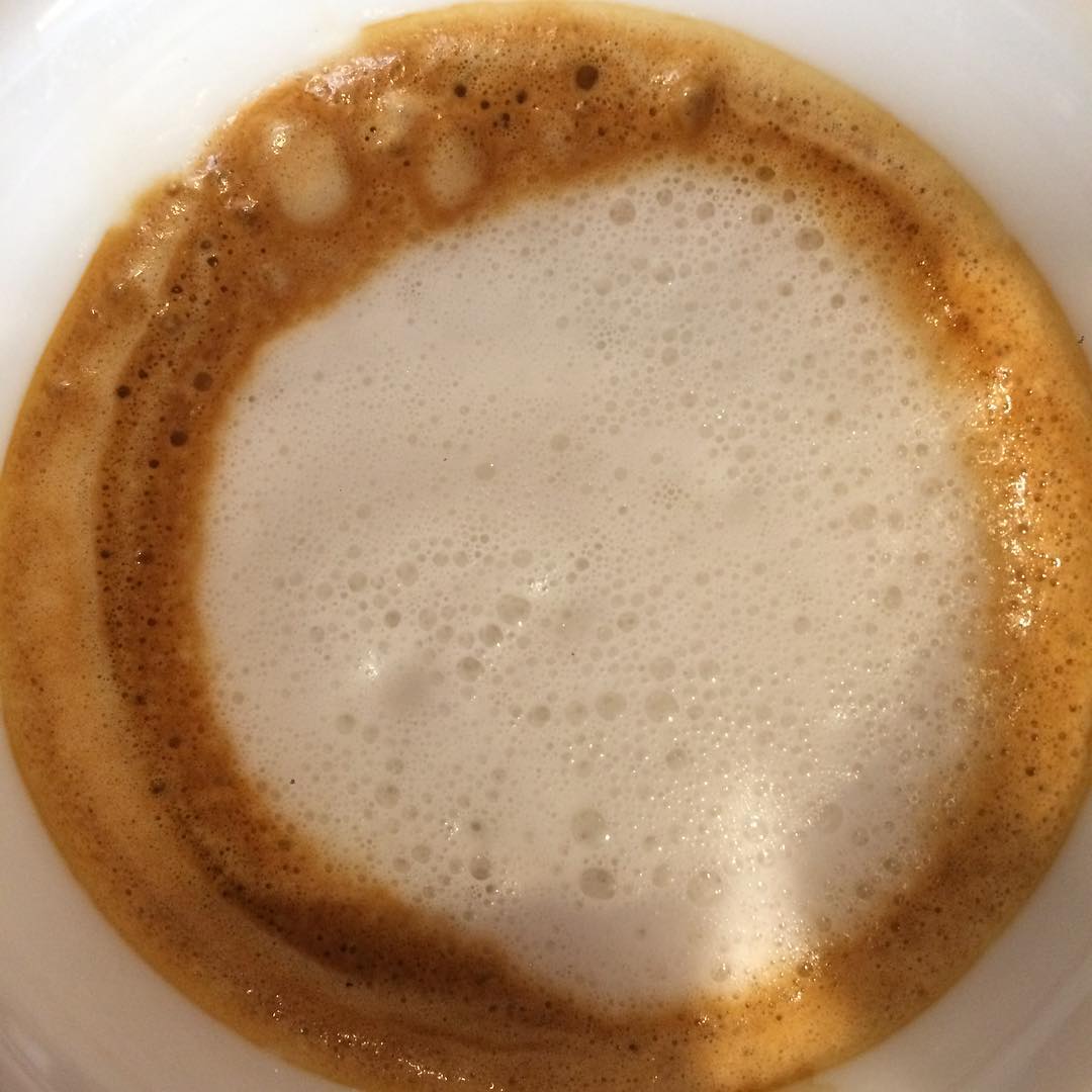 A view of dense milk foam of a cappuccino prepared with freshly roasted Valmandin gourmet coffee - the best coffee in Switzerland.